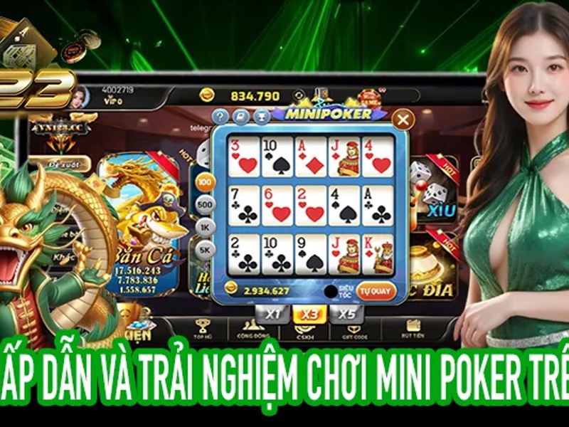 Hình ảnh game bài điện tử với các lá bài và chip poker